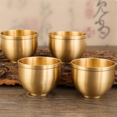 Water Cups High-color Value of Pure Polishing Brass Small Wine Cups All Brass Traditional High-end Household Tea Cups Water Cups