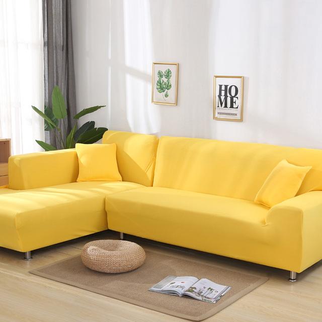 Sofa Cover Spandex Solid Color Elastic Sofa Cover For Living Room 1 /2 /3 /4 Set Seater Sectional Corner Slipcovers Sofa L Shape