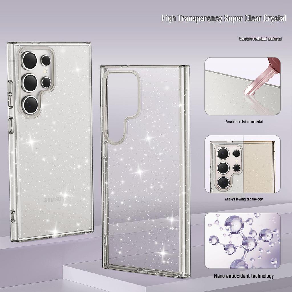 Compatible Samsung Phone Case: S25 Ultra, S24 Starry Sky Glitter, S23 Antibacterial, A56 Protective, A26 Transparent.