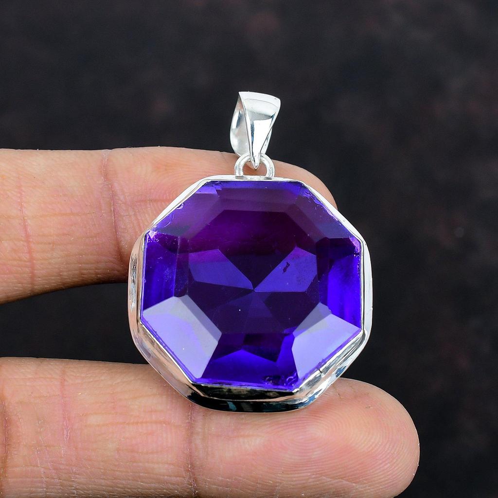 Faceted African Amethyst Pendant Gemstone Pendant Elegant Jewelry 925 Sterling Silver Pendant Handmade Pendant Gifts for Her Silver Jewelry
