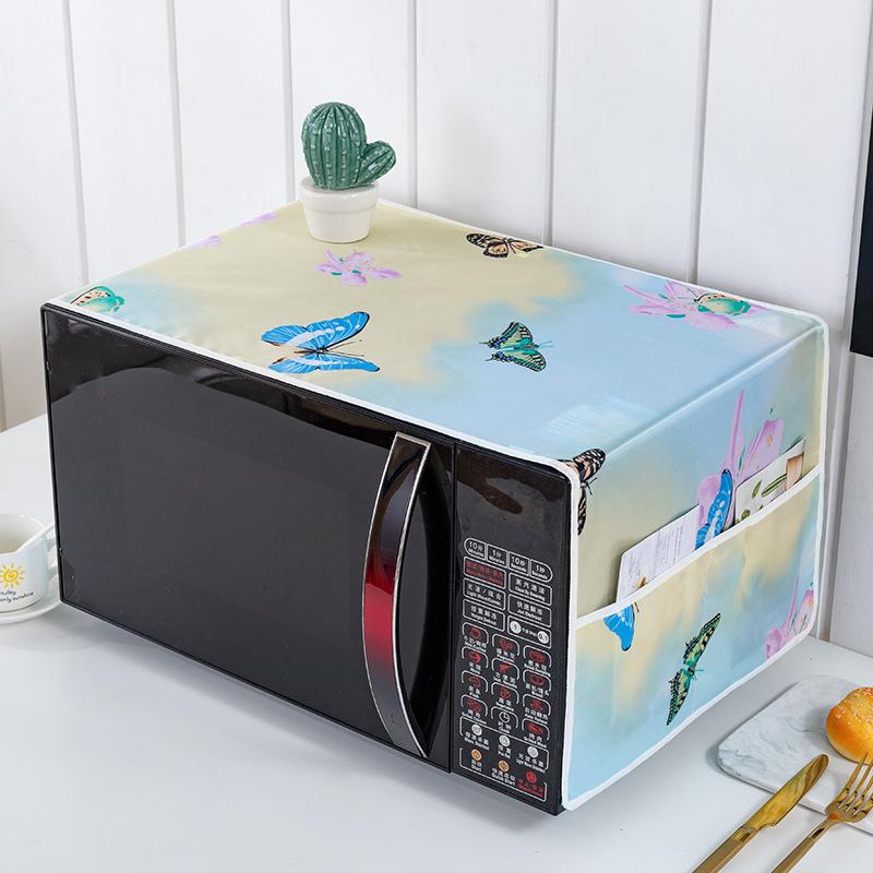 Microwave Dust Cover Cartoon Tree Leaf Printed Dustproof Microwave Dust Cover Cloth Pocket Water Proof Oven Cover Nordic Style