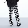 MO&Co. Chessboard Grid Velvet Drawstring High-Waist Casual Pants