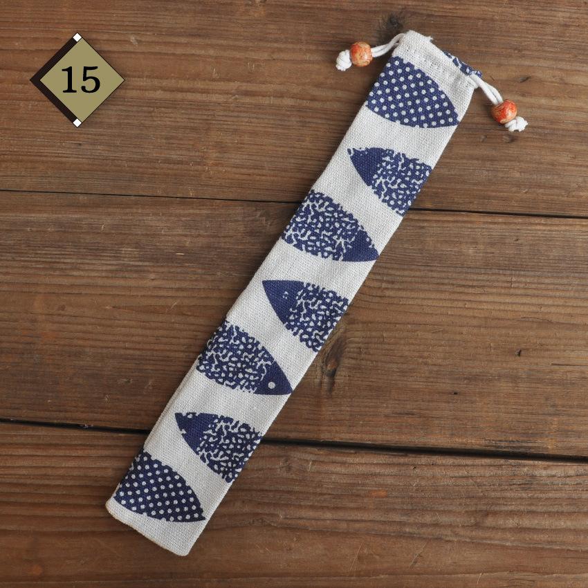 1pc Eco Friendly Canvas Drawstring Pouch Japanese Style for Chopsticks Spoon Straw Home Kitchen Travel Organizer