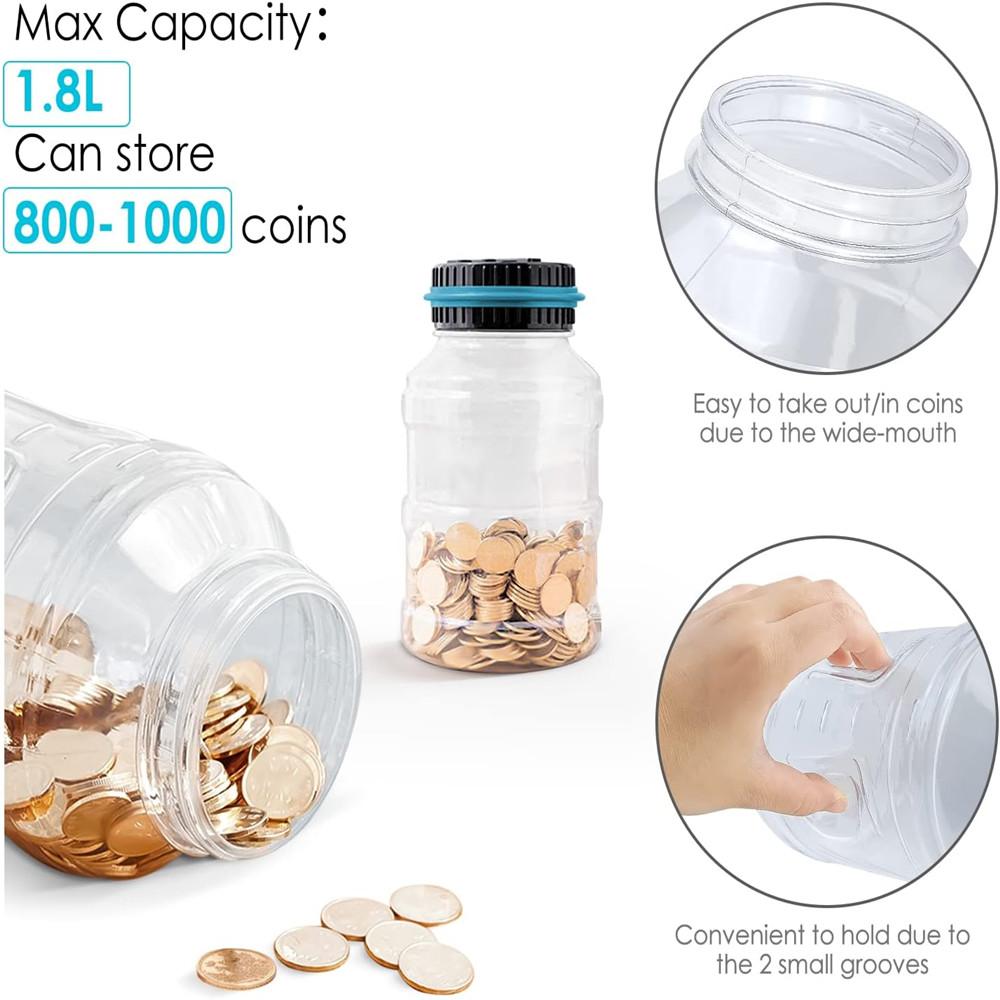 Digital LCD Counting Money Jar Electronic Piggy Bank Counter Coin Box Saving Coins Storage Box for USD EURO GBP Money Box Gifts