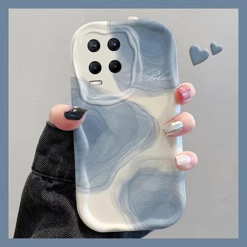 

OPPOrealme8 Mobile Phone Case Blue Smudge Premium All-inclusive Anti-drop Real Me 8Pro Ultra-thin Protective Case Soft Case Real Me 8