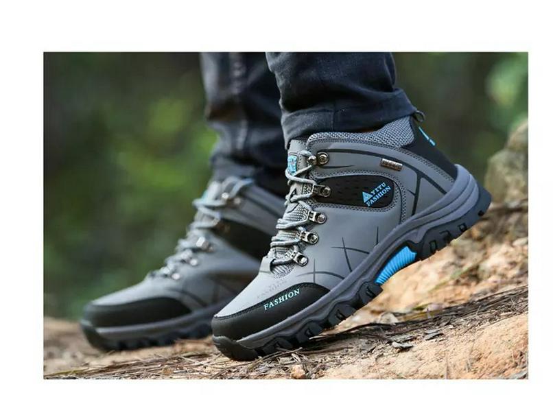 Men's Waterproof Leather Hiking Boots - Insulated, Mid-Top, Cold-Proof for Autumn and Winter