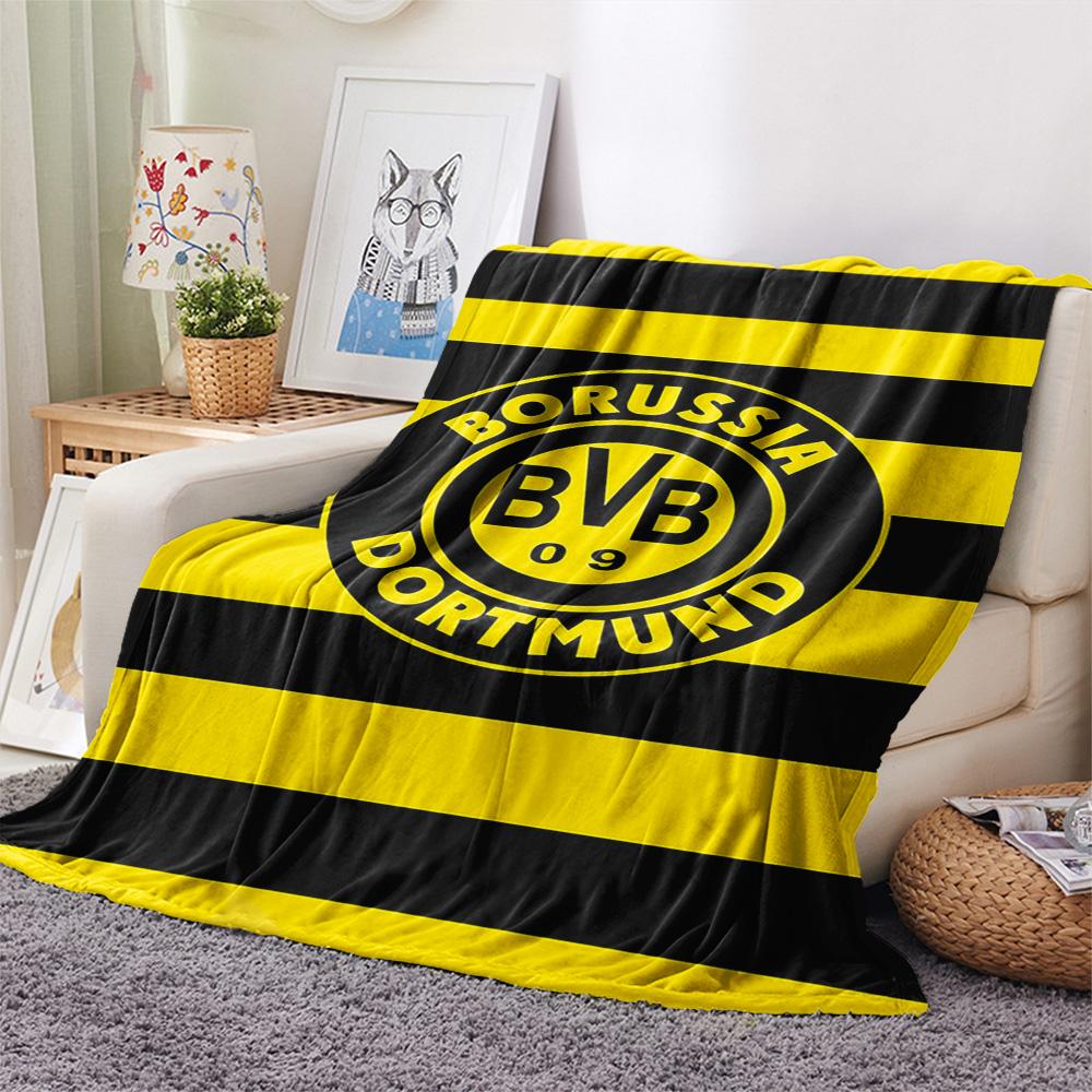 1 szt. Koc Flanelowy z Nadrukiem Borussia Dortmund Wysokiej Jakości Ciepły Komfortowy Pokrowiec na Wszystkie Pory Roku Idealny na Prezenty Wystrój Domu