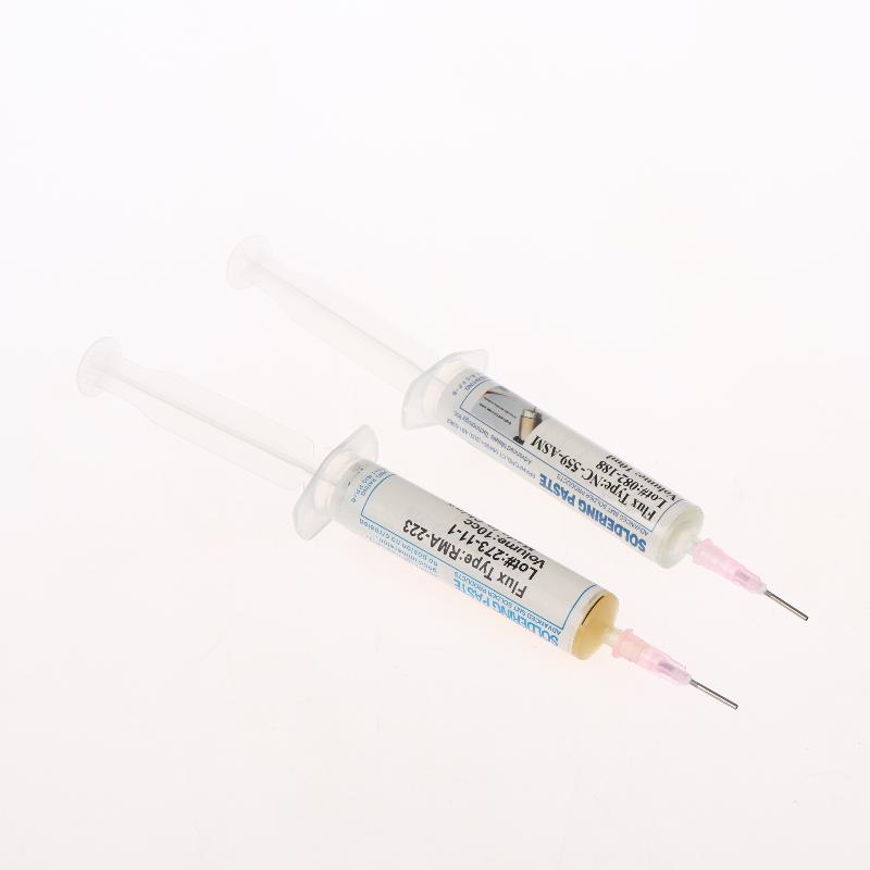 Syringe Solder Paste Flux With Plunger Needle Tip Easy Control No Waste No Clean Soldering Flux For Bga Pga Sm
