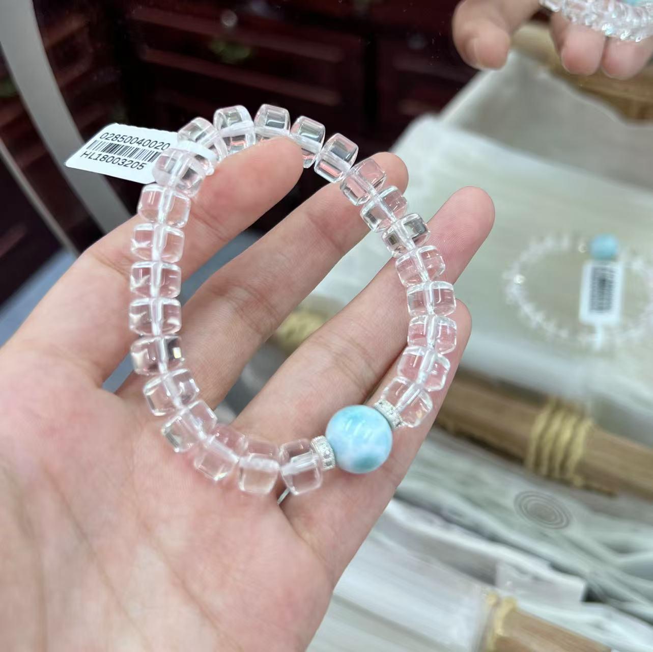 Luxury Natural Aquamarine AA Clarity Crystal Bracelet - High-End, Hot-Selling Model