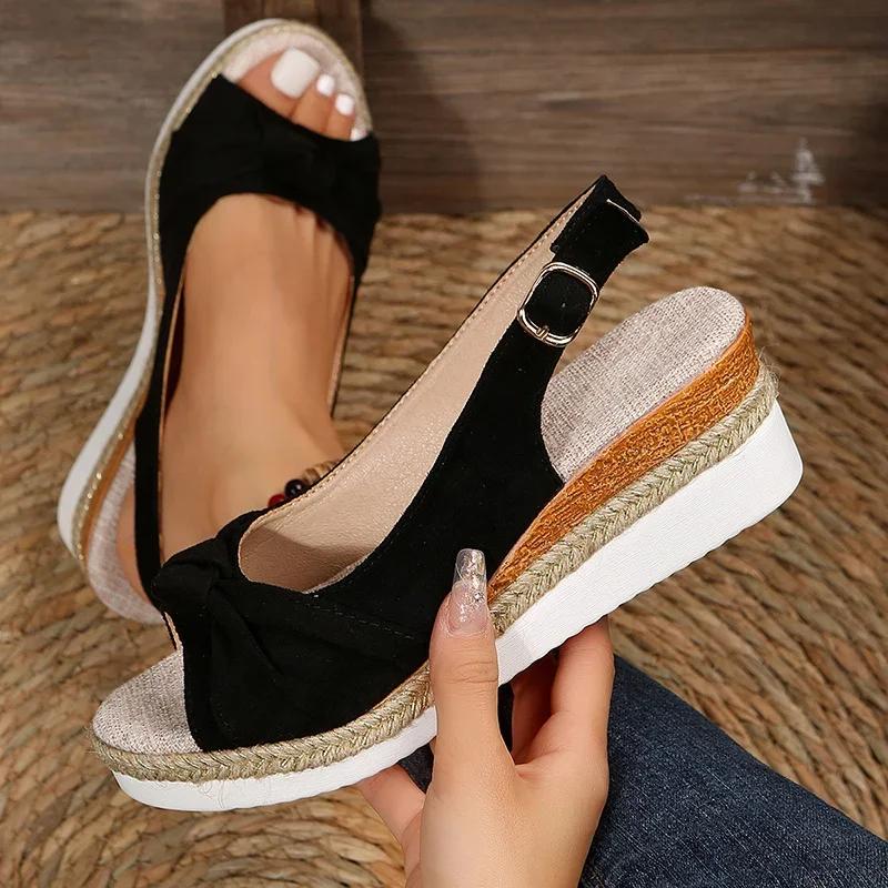 Fashion Women's Peep Toe Wedge Sandals Summer Lightweight Casual Platform Sandals Woman Non Slip Espadrilles Gladiator Shoes Plus Size