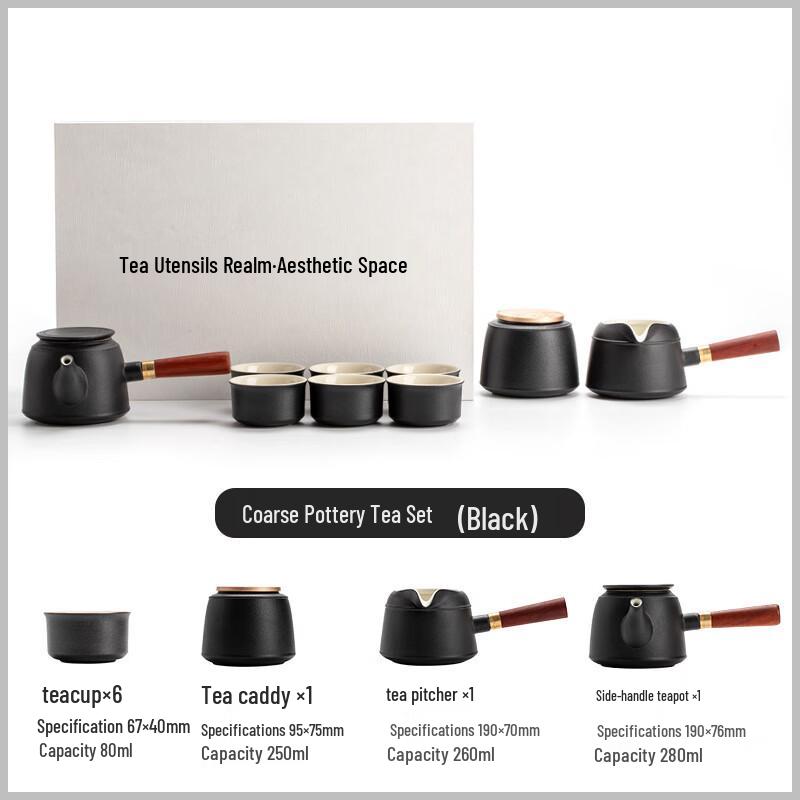 

Black Pottery Kung Fu Tea Set with Tea Tray