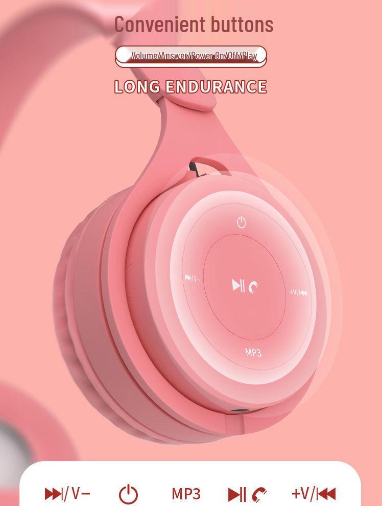 Macaron Wireless Bluetooth Over-Ear Headphones: Stereo, Long Battery, Universal, Perfect for Sports & Gaming.