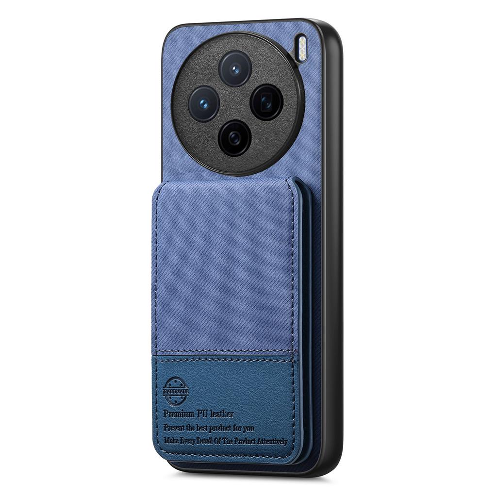 Für vivo X200 5G Hülle Stofftextur Leder+PC+TPU RFID-blockierende Handyhülle mit Kartenhalter