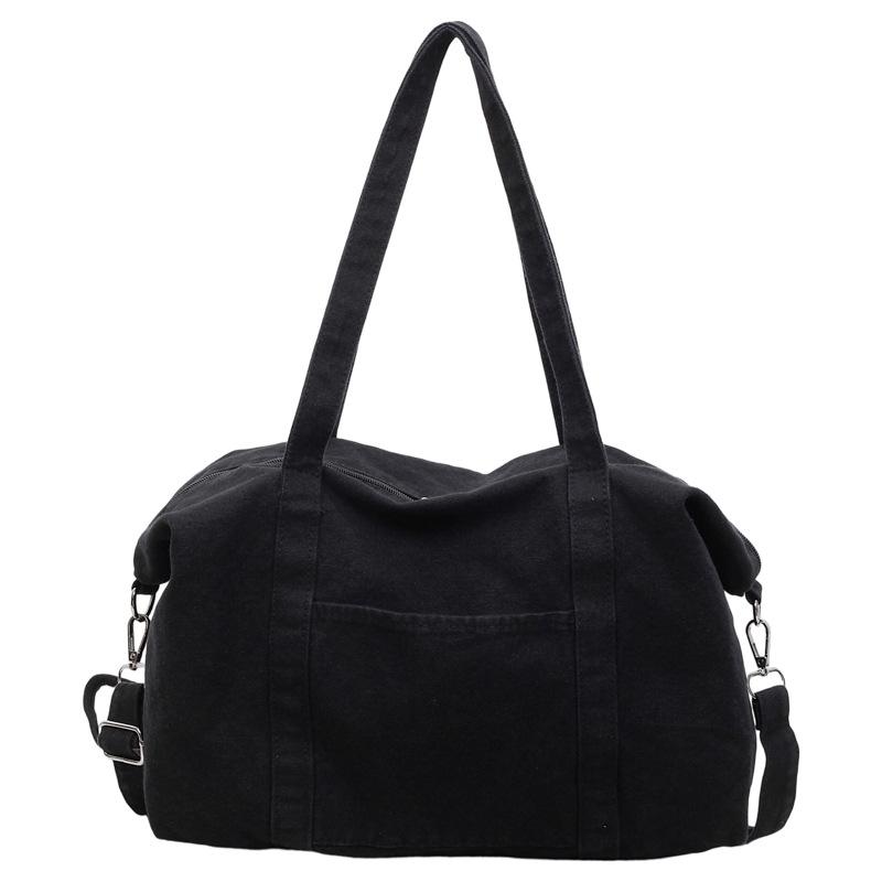 New Women's Canvas Tote Bag Large Capacity Solid Color Casual Handbag Minimalist Commuter Crossbody Bag