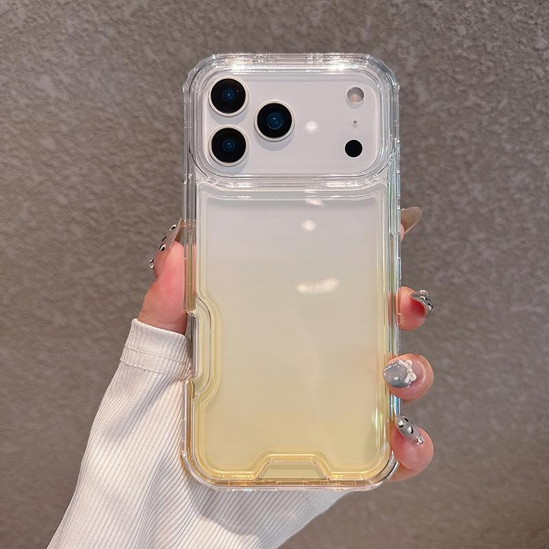 2in1 Gradient Transparent Phone Case For iPhone 17 Air 16 15 14 Plus 13 12 11 Pro Max Shockproof Bumper Hard Back Cover