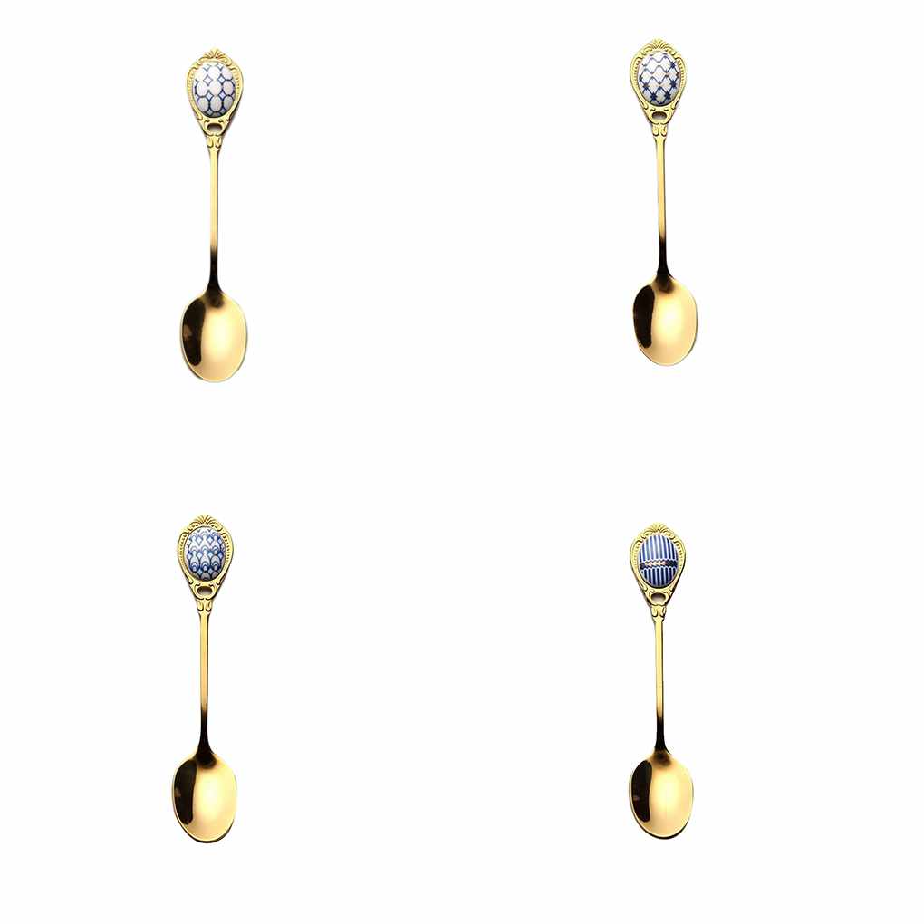 Haushaltswerkzeuge Edelstahllöffel Tee Kaffeerührlöffel Desserts Snacks Geschirr Vintage Porzellan Teelöffel