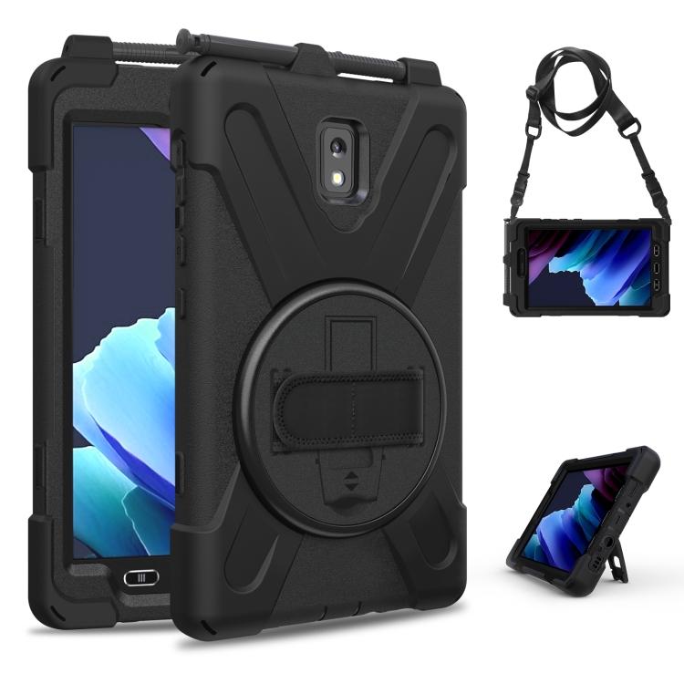 For Samsung Galaxy Tab Active 3 T570 / T575 8.0 Shockproof Colorful Silicone + PC Protective Case with Holder & Shoulder Strap & Hand Strap
