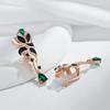 Green With Black Natural Zircon Flower Drop Earrings For Women  Rose Gold And Black Gold Plating Daily Fine Jewelry
