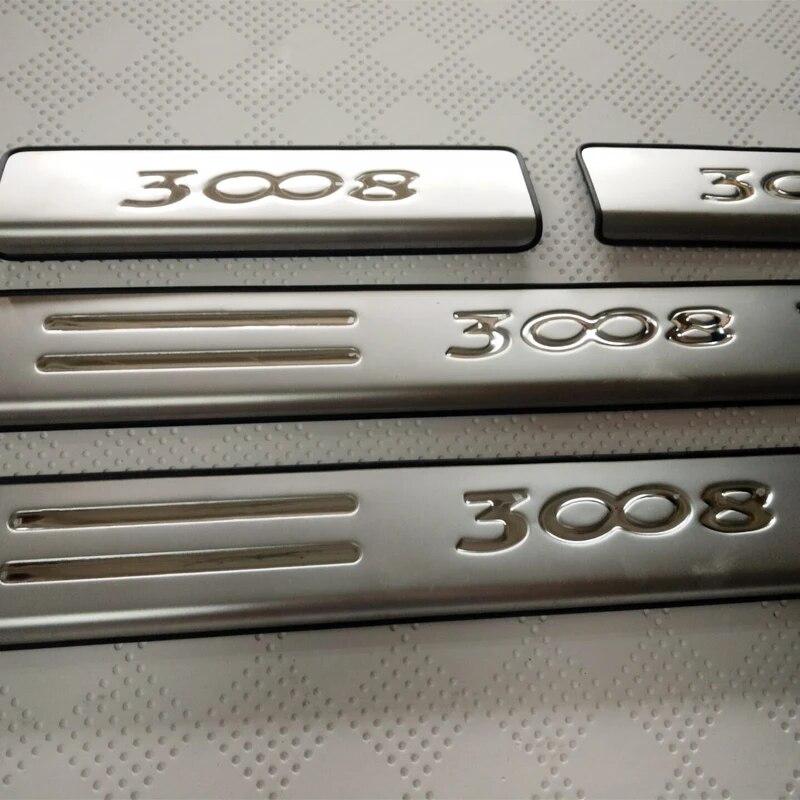 For Peugeot 3008 II GT 2016- Stainless Steel Door Sill Scuff Plate Welcome Pedal Car Styling Car Accessories 4pcs
