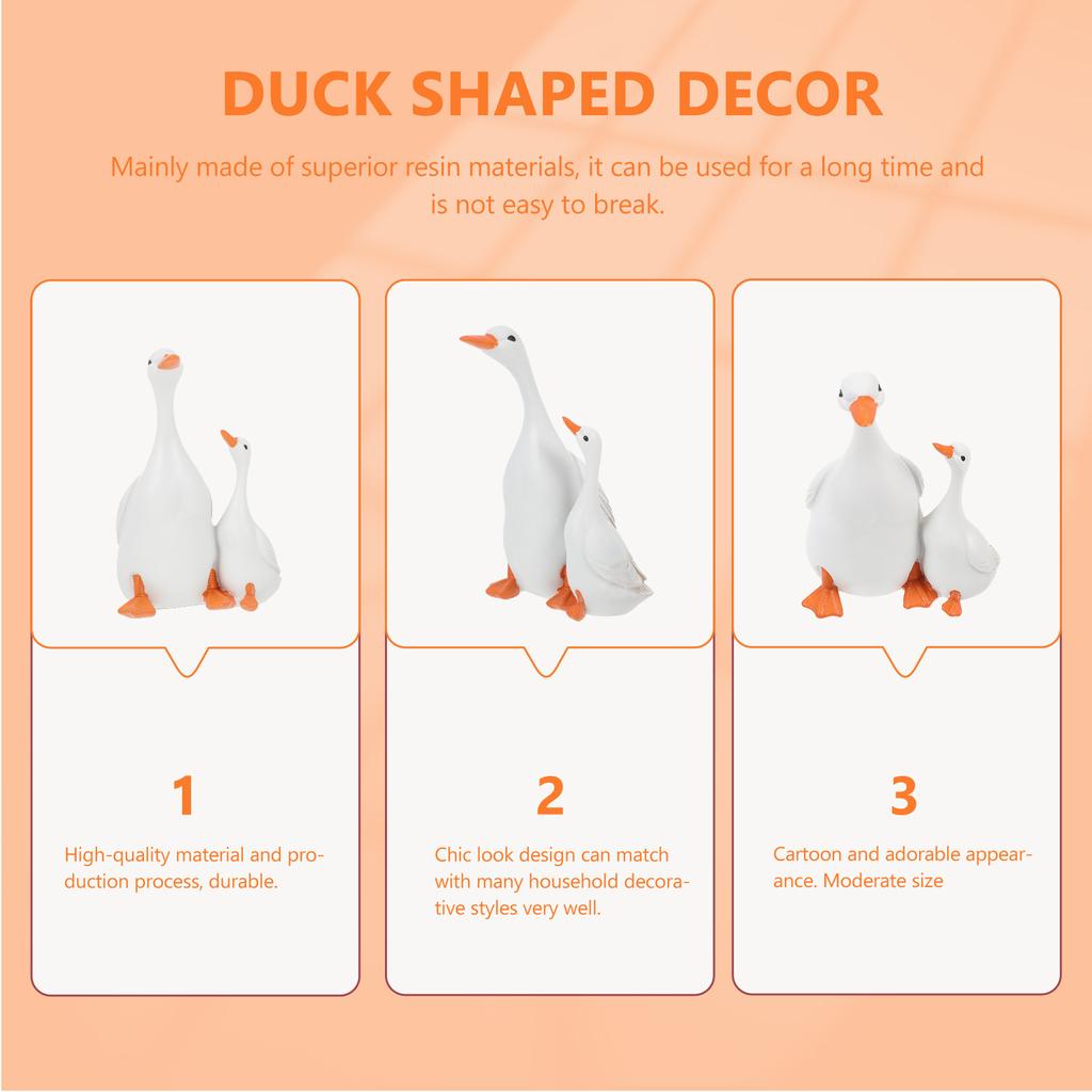 1Set Desktop Decor Resin Duck Shaped Lovely Resin Craft Ornament Home Office Desktop Statue Decoration Scene Layout