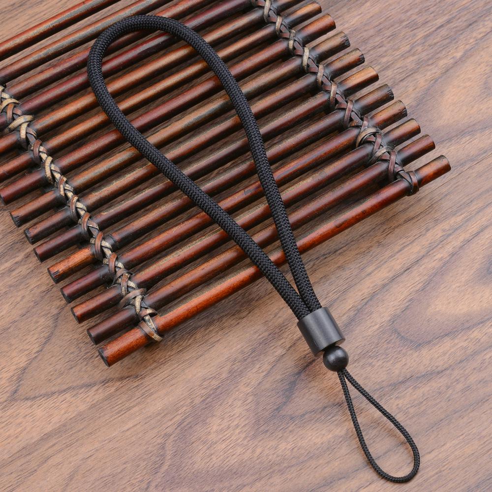 Luxury Black Ebony Wood Keychain with Silver Inlay Threads - Elegant Anti-Lost Pendant Rope.