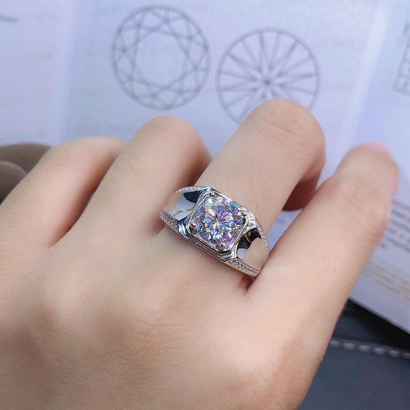 5 Carat Diamond Style Ring Hearts and Arrows PT950 Color Moissanite Open Size Ring for Men and Women 925 Silver Jewelry