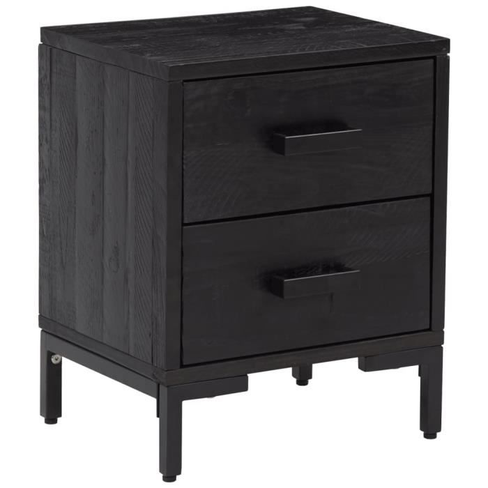 3120339 vidaXL Tables de chevet 2 pcs Noir 36x30x45 cm Bois de pin massif