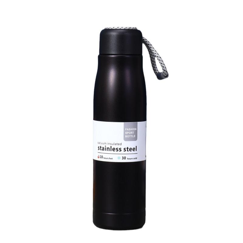 500ml Stainless Steel Sports Insulated Water Bottle with Rope Handle, Vacuum Flask for Outdoor Gym Hiking
