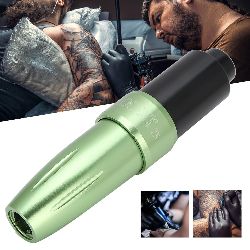 Tattoo Machine RCA Interface Powerful Motor Liner & Shader Tattoo Pen with LED Light(Green )