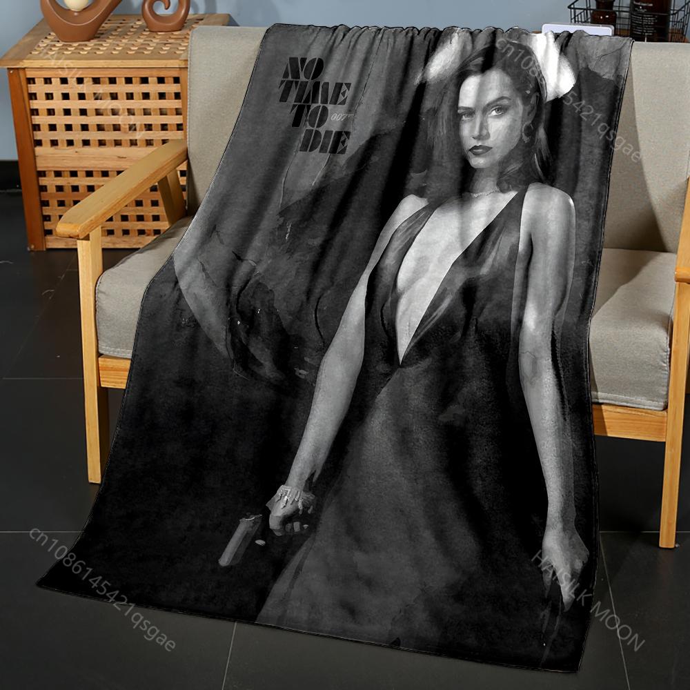 1PC Woman in dark dress holding gun Print Adult Children Warm Blankets Home Travel Car Soft Comfortable Suitable for all seasons