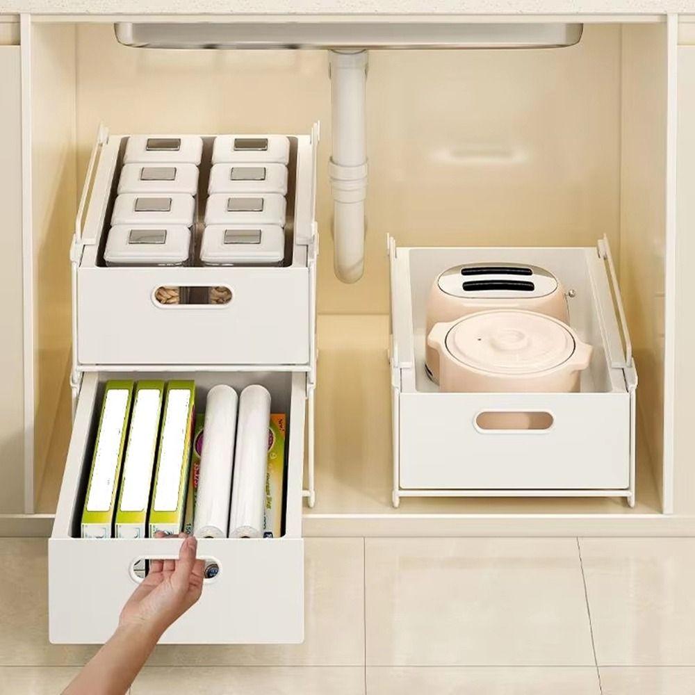 Large Capacity Under Sink Shelf Drawer Type Cabinet Storage Box Durable Cabinets Organizer  Bedroom