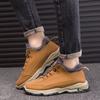 Winter New Men's Thickened Fleece Lined Leather Waterproof Snow Casual Sports Shoes Versatile Lace Up Anti Slip Cotton