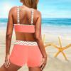 Women's Shoulder Strap Swimsuit with Yellow Grid Print Bikini Short Tank Top Swimsuit