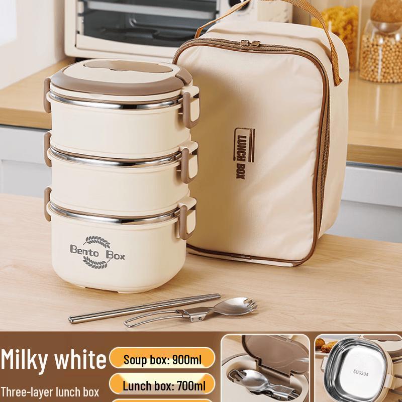 ZISIZ 3-Layer Stainless Steel Insulated Lunch Box with Cutlery