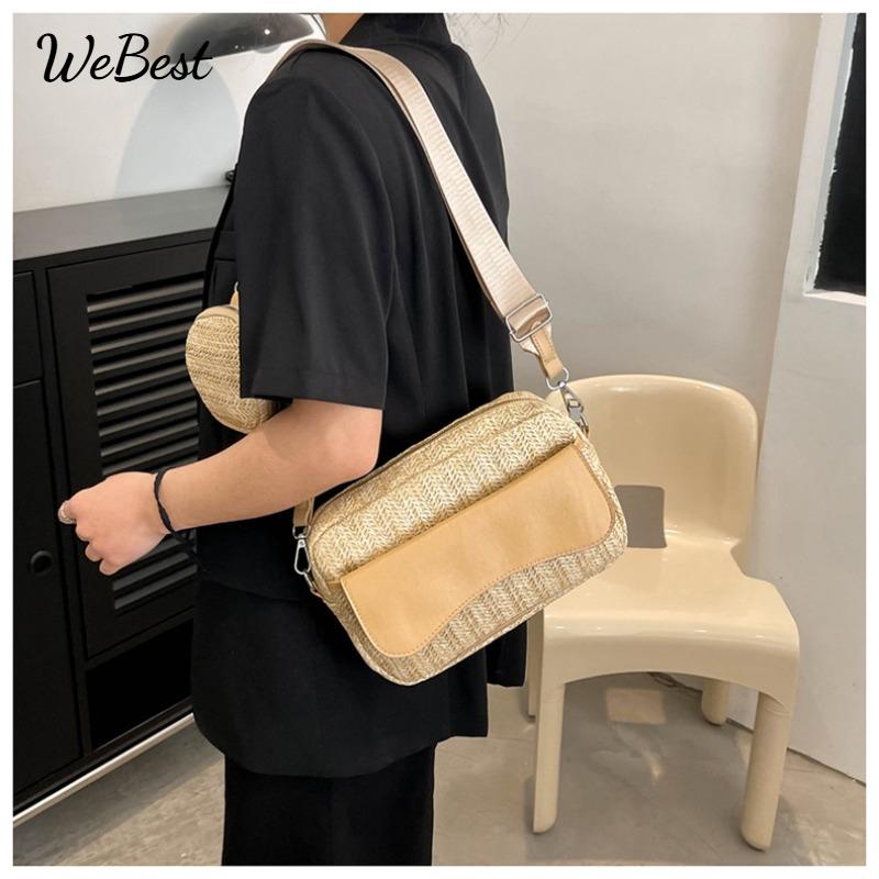 

Straw Woven Crossbody Simple Shoulder Bag белый