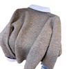 Women's Gray Color Block Layered Collar Sweater - Autumn Knit Top