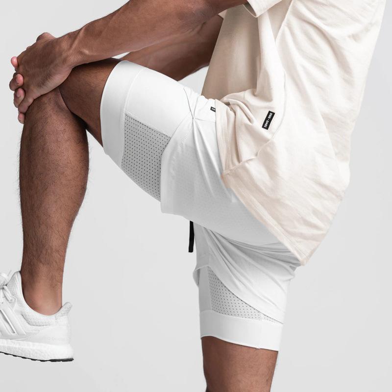 Crazy Muscle Men's Sports and Leisure Shorts Double Layered Marathon Basketball Fitness Quick Drying Shorts