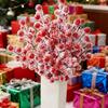 (10 Pieces/bag) 22cm Snowflake Simulation Berry Skewer Christmas Year New Decoration Vase Room Tree Celebration Outdated P2U3