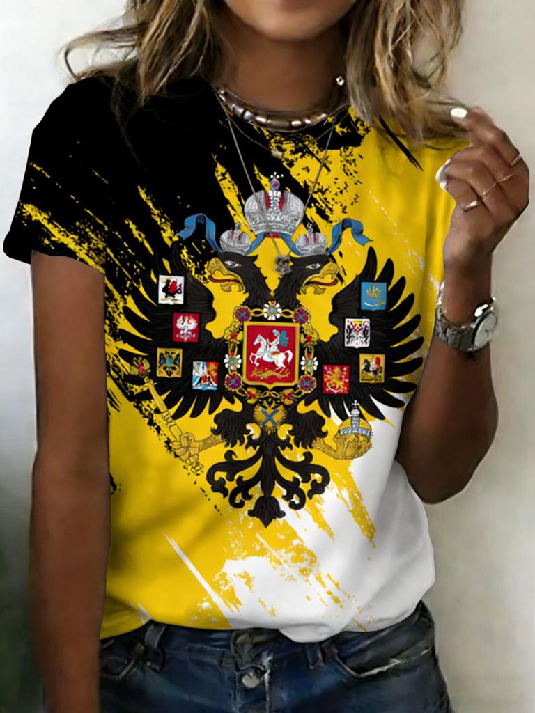 Russian T-Shirts CCCP Floral 3D Print Women's Short Sleeve Round Neck T Shirt Oversized Harajuku Tees Y2k Tops Female Clothing