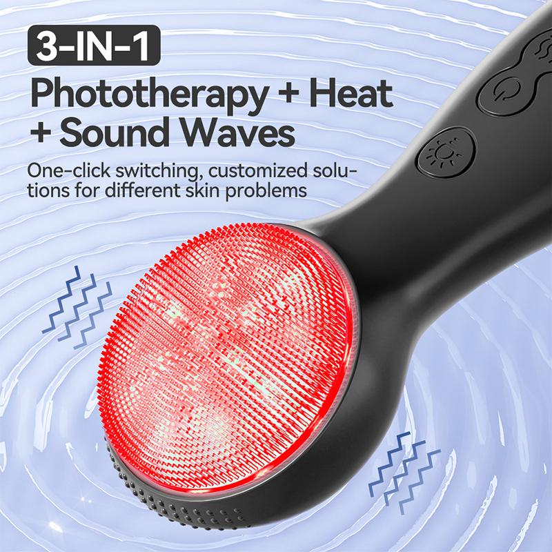 7 in 1 Facial Cleansing Brush Device Silicone Deep Cleansing Face Scrubber Exfoliator Cleaner Vibration Massager IPX7 Waterproof