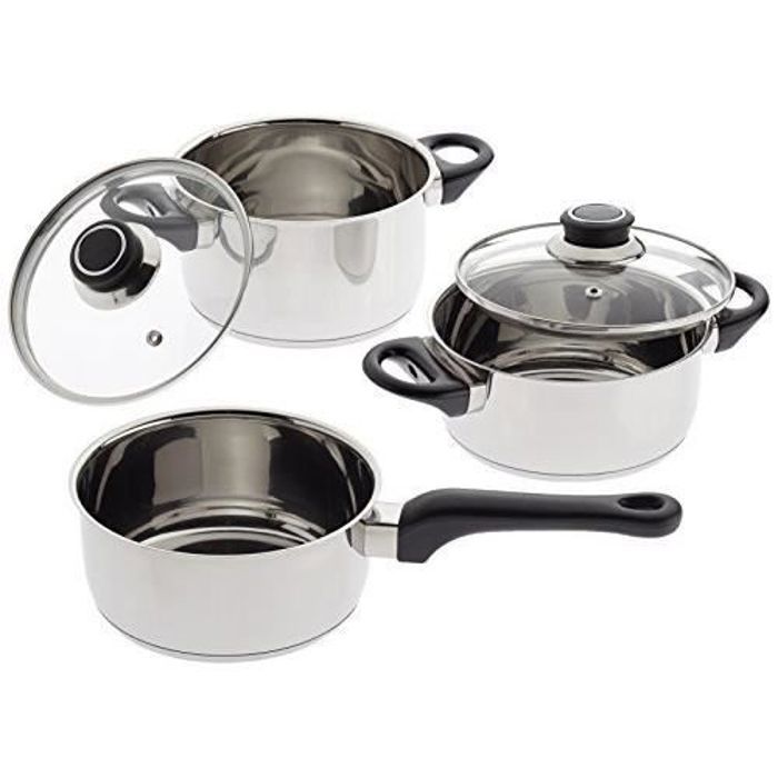 Batterie de cuisine - krüger - apollo - 9 pièces - acier affiné - compatible induction