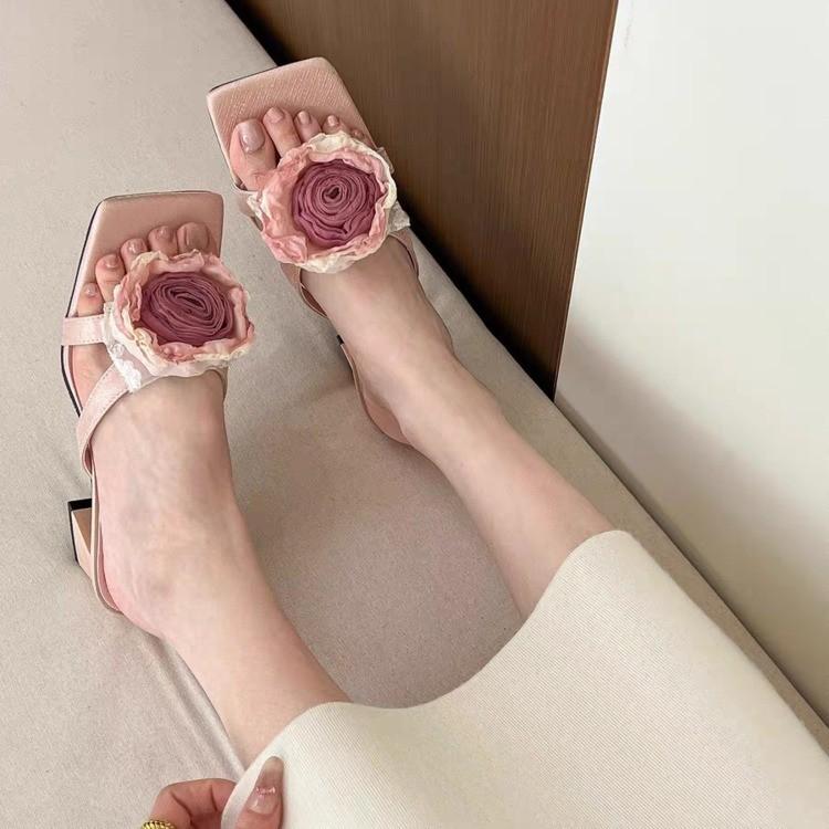 Cool Slippers Female Summer Wear 2025 New Summer Internet Celebrity with Skirt Simple Fairy Style Thick High Heel Sandals