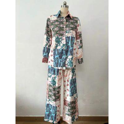 Chic Loose Loungewear Womens 2 Piece Outfit Set Casual Lapel Long Sleeve Button Shirts High Waist Straight Trousers Pajamas Set