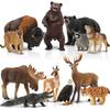 TOYMANY North American Forest Animals Figure Set, 12 Pcs (Hand-Painted, Educational & Display)