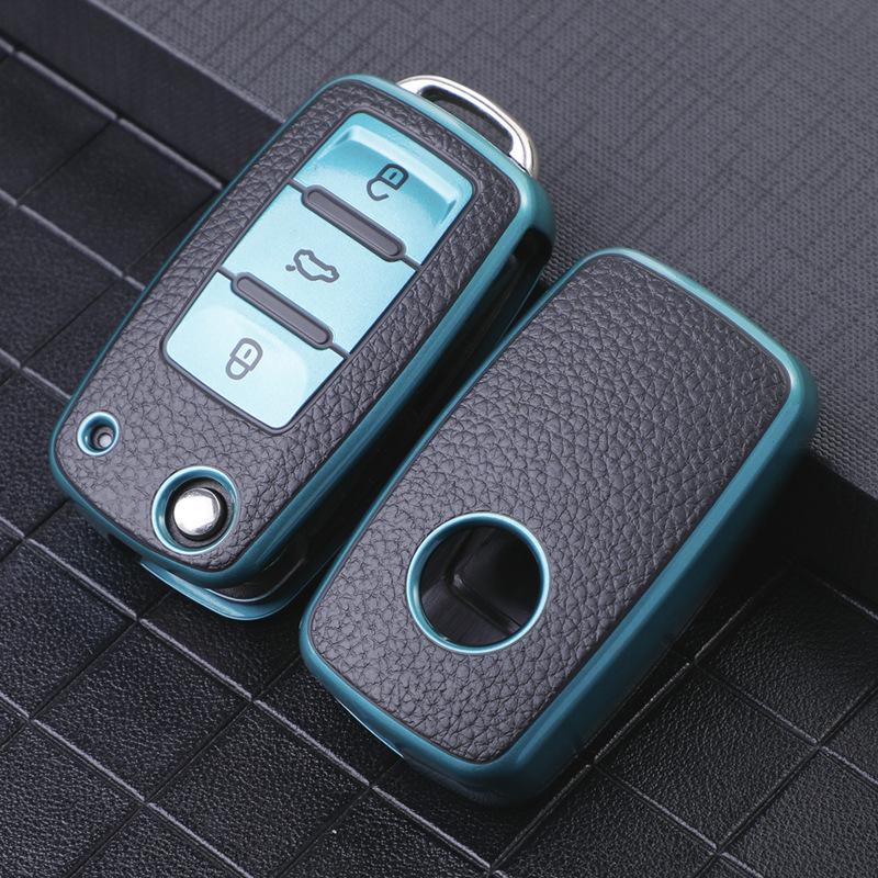 TPU Leather Key Cover for Sagitar, Lamando, Santana, Bora, Skoda