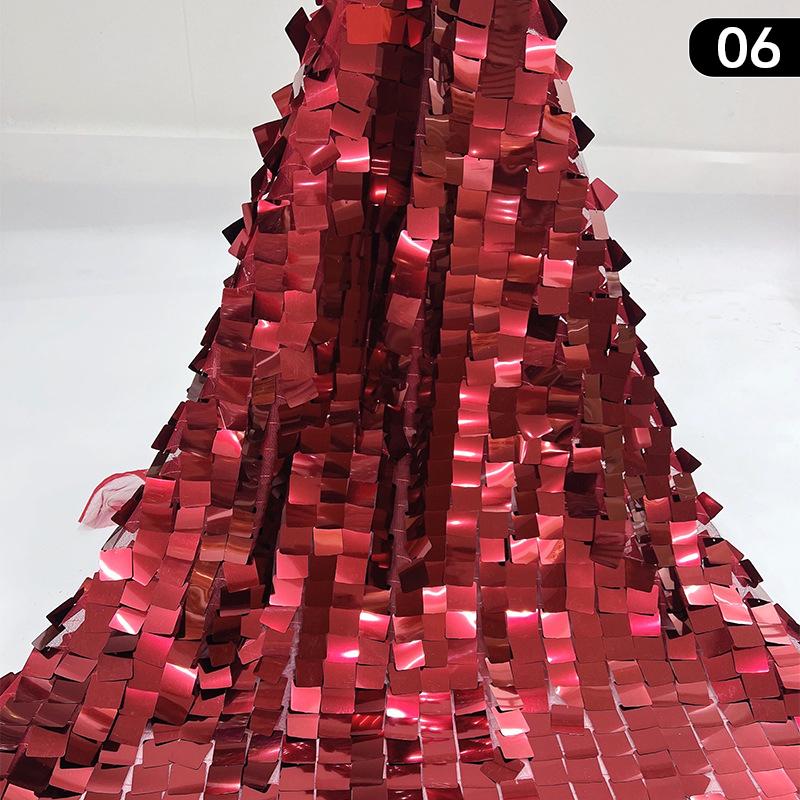 1 Yard Monochromatic Big Square Shiny Sequin Fabric DIY Party Costume Wedding Dress Clothing Home Textile Design Sewing Fabric