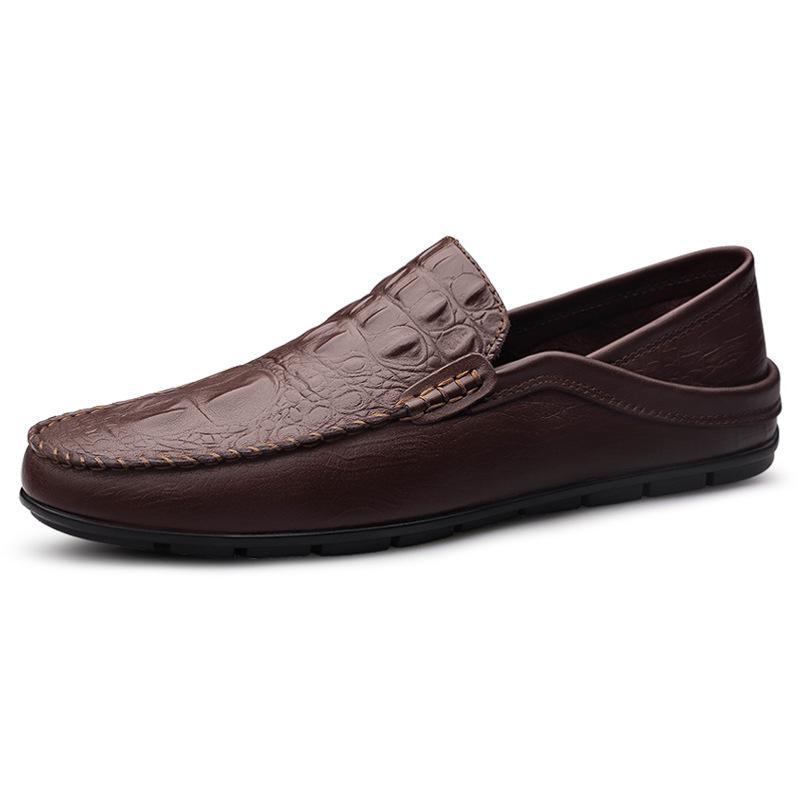 Men s Large Size Crocodile Pattern Slip-On Loafers - Casual, Easy-On, Versatile Leather Shoes 41