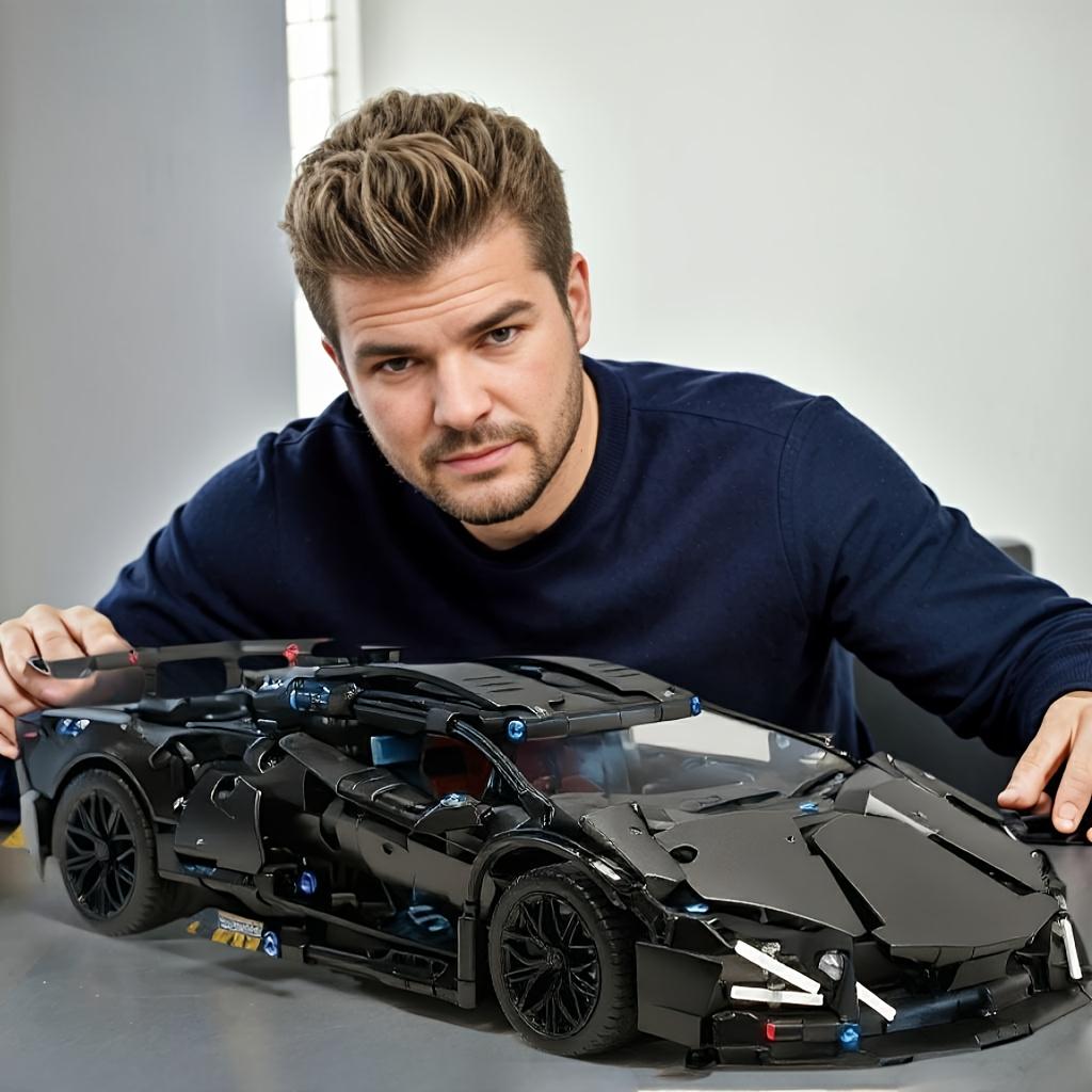 1288pcs Limited Edition Black Supercar Building Blocks Set - Challenging Assembly with Opening Hood & Trunk