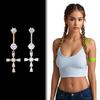 Ding Pei Zirconia Cross Navel Ring: New Style, Super Sparkle, Water Drop Design