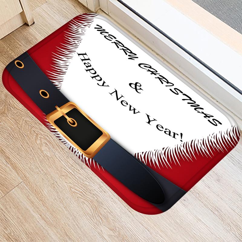 Merry Christmas and New Year Home Decoration Entrance Door Mat Bathroom Kitchen Non-Slip Floor Mat Living Room Hallway Carpet